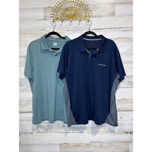 Columbia 32 Degrees Polo Shirt Bundle Mens XL Blue Green Performance Golf0