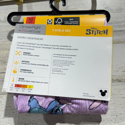 ClimateRight Disney Stitch Underwear Set Girls XS 4/5 Purple Poly Spandex NWT5