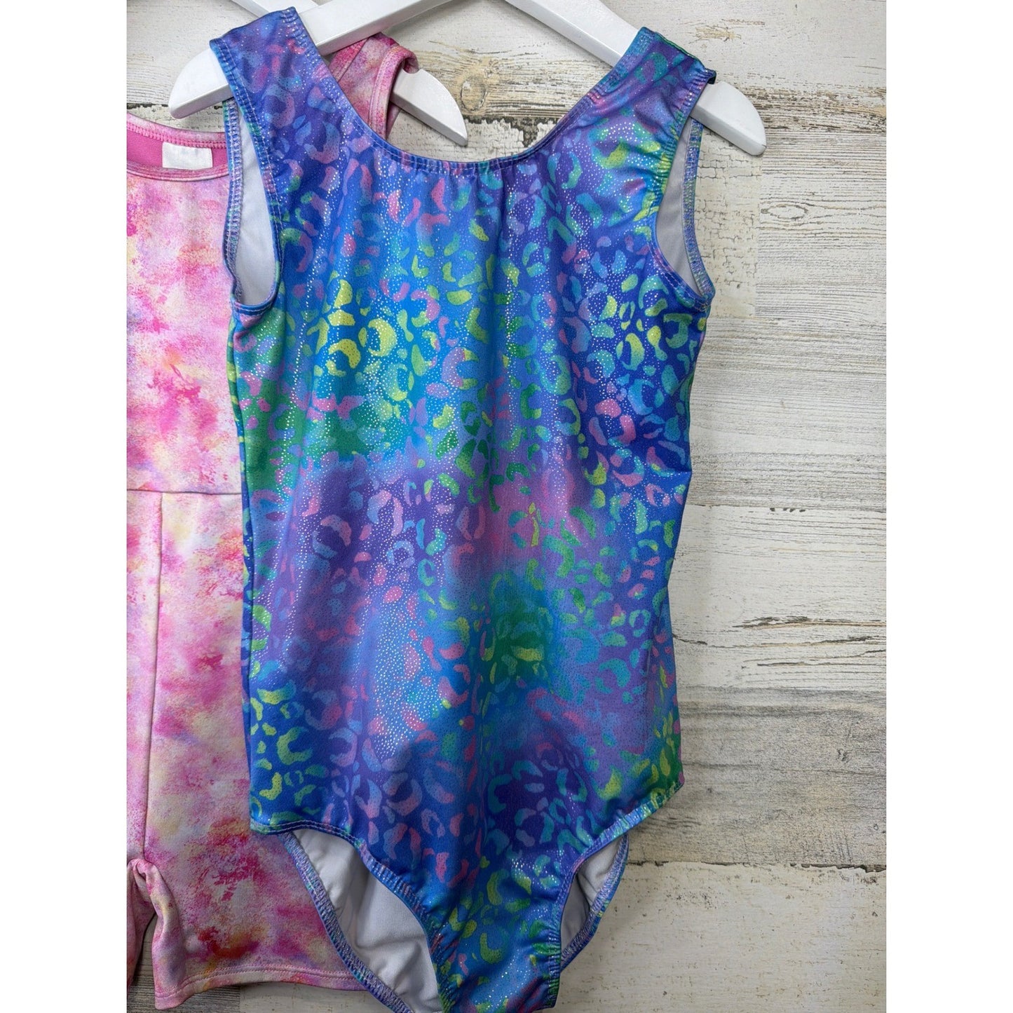 Cat & Jack Dance Leotard Bundle Girls Small 6/6X Blue Pink Leopard EUC1