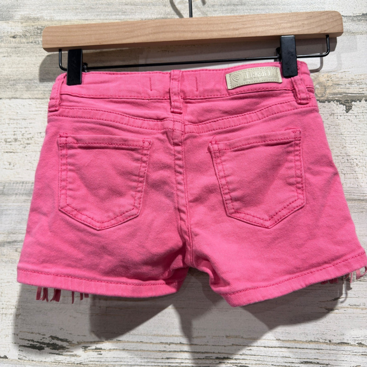 Rock & Roll Denim Fringe Shorts Girls 8 Pink Western Rodeo Cowgirl EUC3