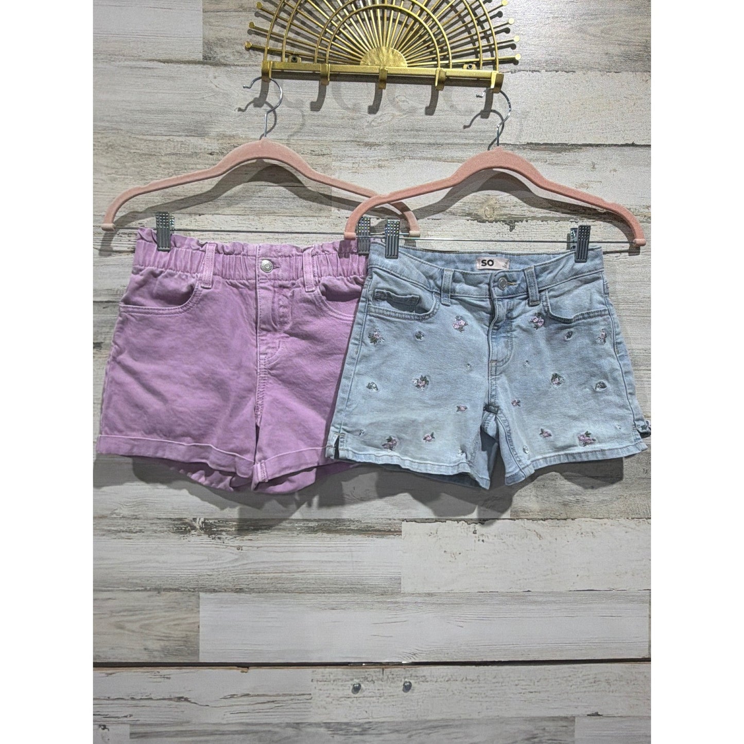 SO Cat & Jack Shorts Bundle Girls 10/12 Purple Blue Floral Denim EUC0
