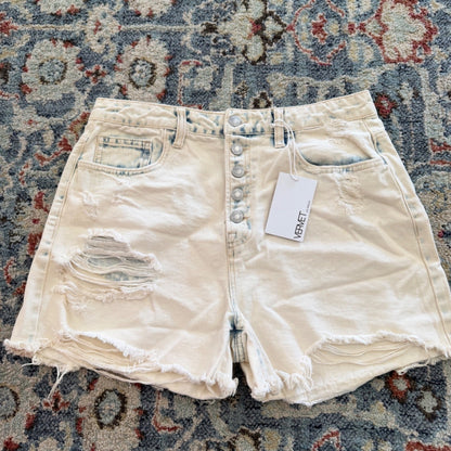 Vervet Sienna Denim Shorts Womens Large Cream Acid Wash Cotton Distressed NWT0