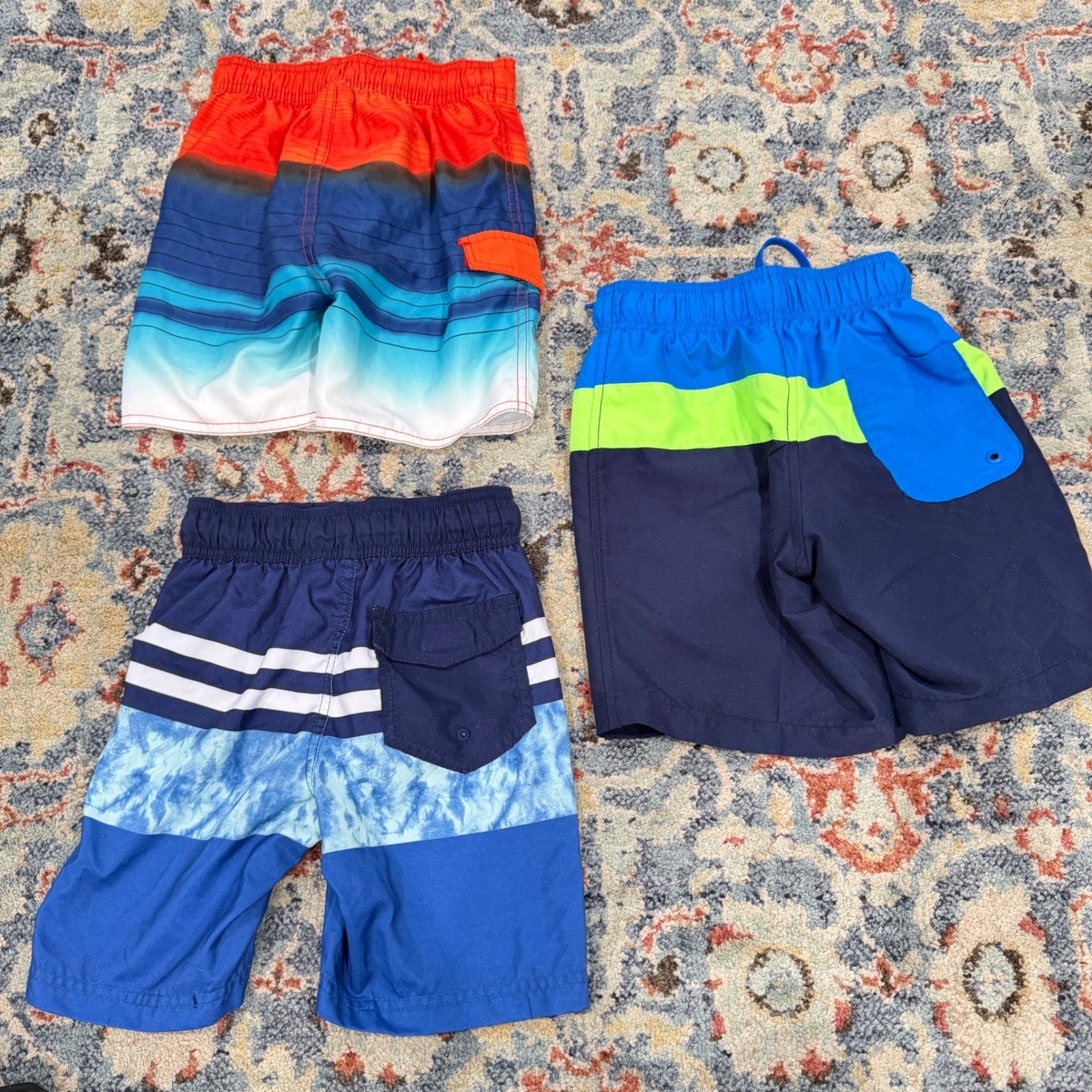 Speedo Cat & Jack Boys XS 4/5 Blue Orange Striped Swim Trunks Bundle2
