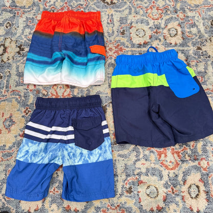 Speedo Cat & Jack Boys XS 4/5 Blue Orange Striped Swim Trunks Bundle2