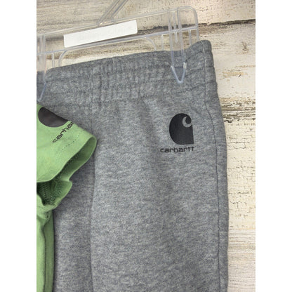 Carhartt Bodysuit Pant Set Boys 3M Green Gray Tractor Workwear Gorpcore EUC2