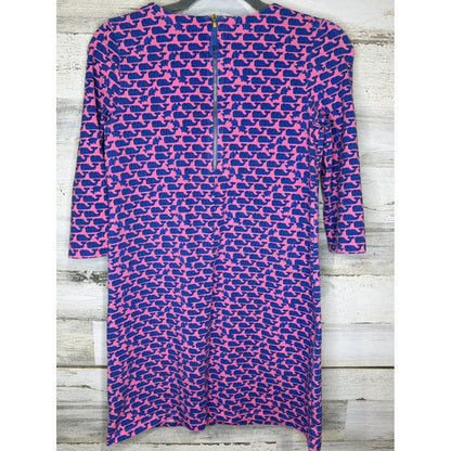 Vineyard Vines Dress Girls 14 Pink Blue Whale Print Preppy EUC2