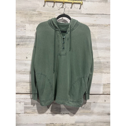 Aerie Henley Hoodie Women XS Green Button Front Oversized Gorpcore EUC0