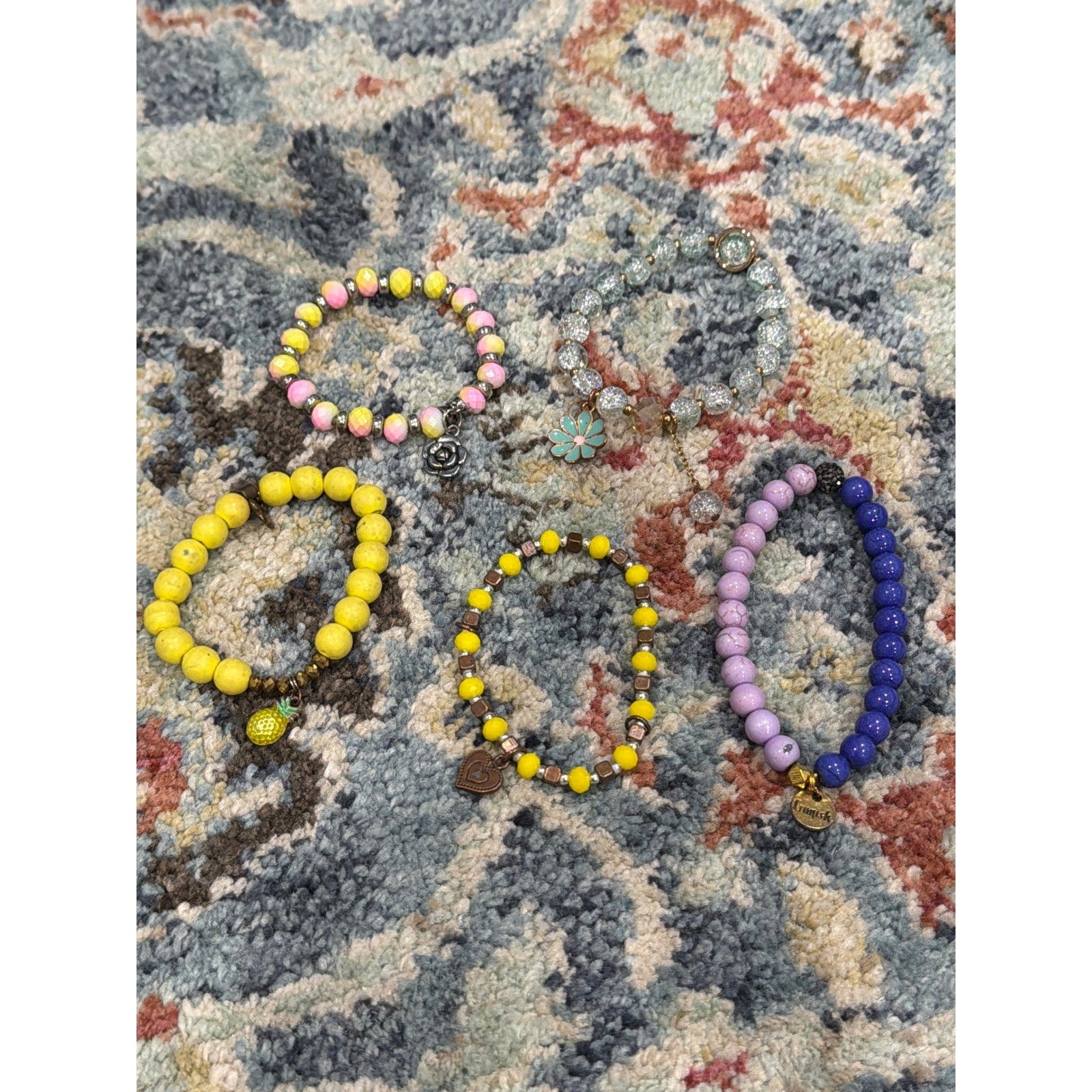 Bracelet Set Women Multicolor Beaded Charm Boho0