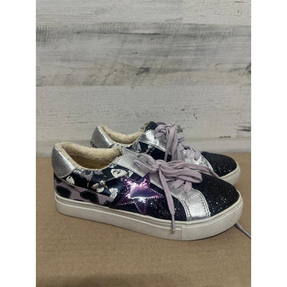 Steve Madden Sneakers Kids Youth 3 Black Silver Glitter Star Butterfly0