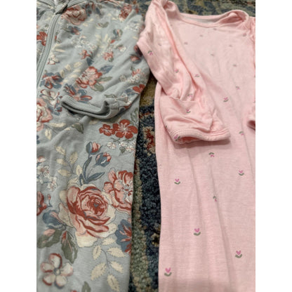 Carter's Modern Moments Sleepers Girls 0-6M Pink Blue Floral Bamboo1