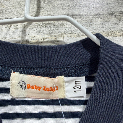 Baby Luigi Shirt Boys 12M Navy White Striped Dinosaur Christmas Holiday NWT3