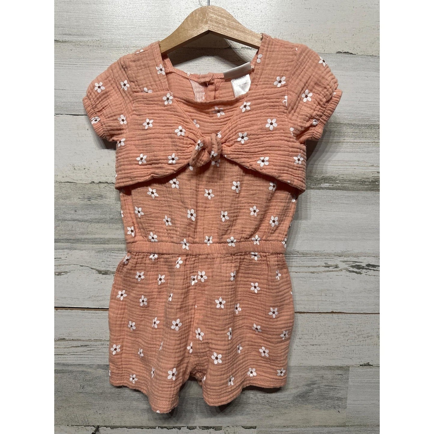 Rachel Zoe Dress Romper Set Girls 5 Pink Cream Metallic Floral Boho EUC5