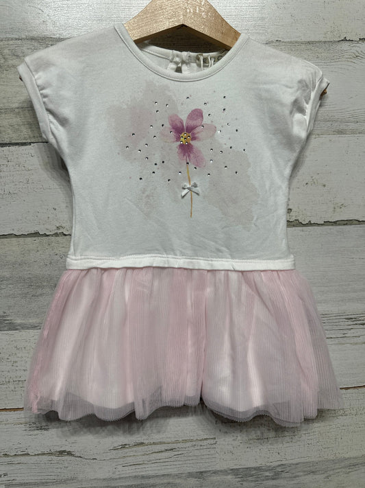 EMC Tutu Dress Girls 9M White Pink Floral Rhinestone Tulle NWT0