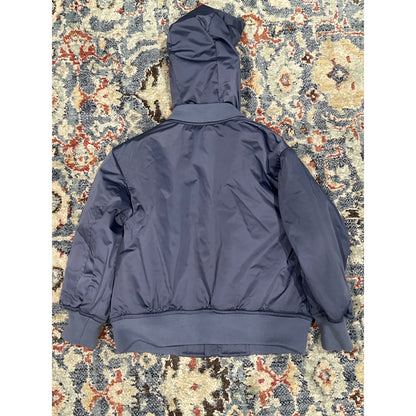 Abercrombie Kids Hooded Bomber Jacket Boys 5/6 Navy Blue Faux Fur Lined EUC2