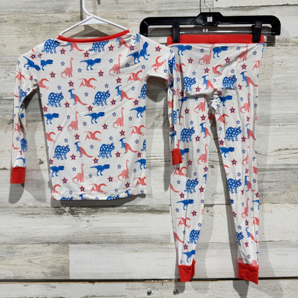 Dream Big Little Co Dinosaur Pajama Set 4T Red White Blue Bamboo Patriotic GUC*4