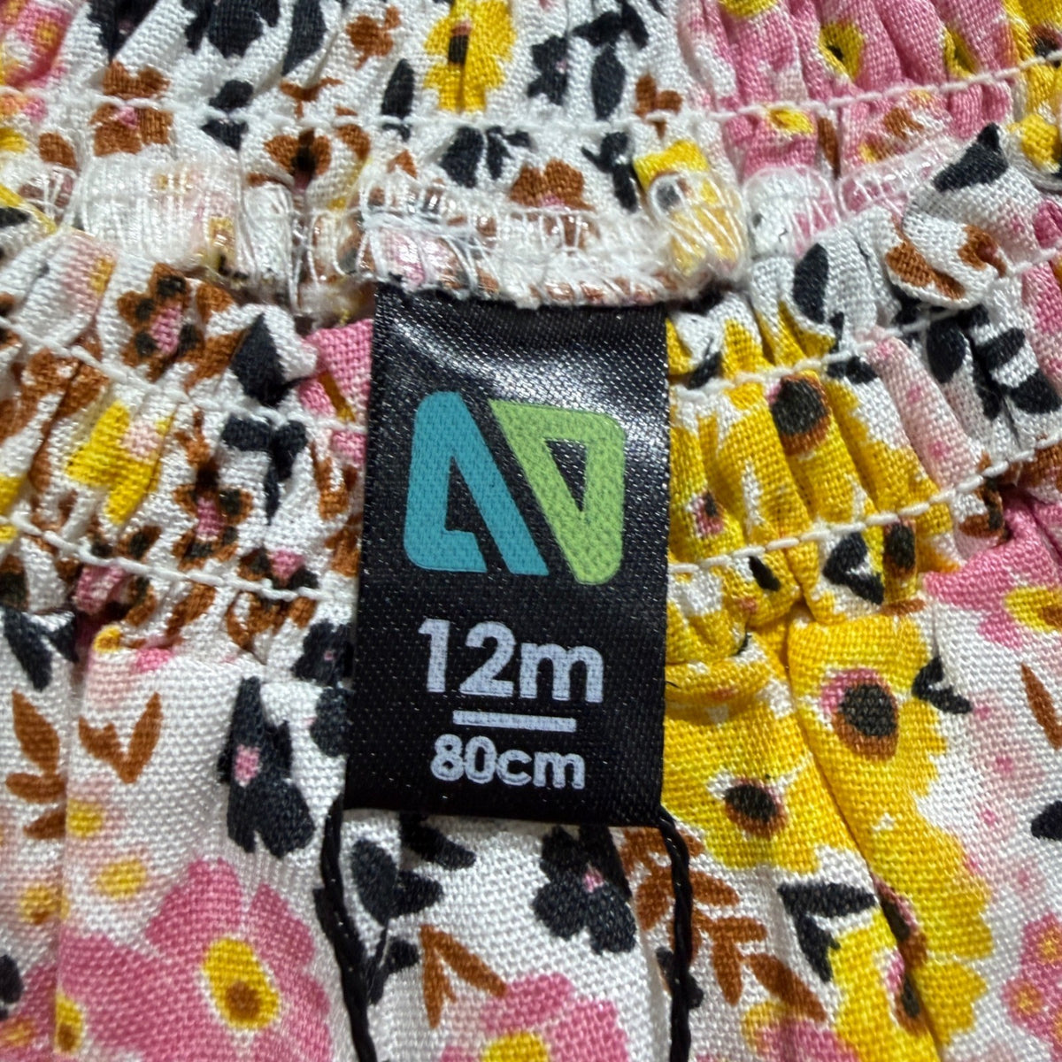 Nano Floral Top Ruffle Shorts Set Girls 12M Pink Yellow Cotton Boho NWT2