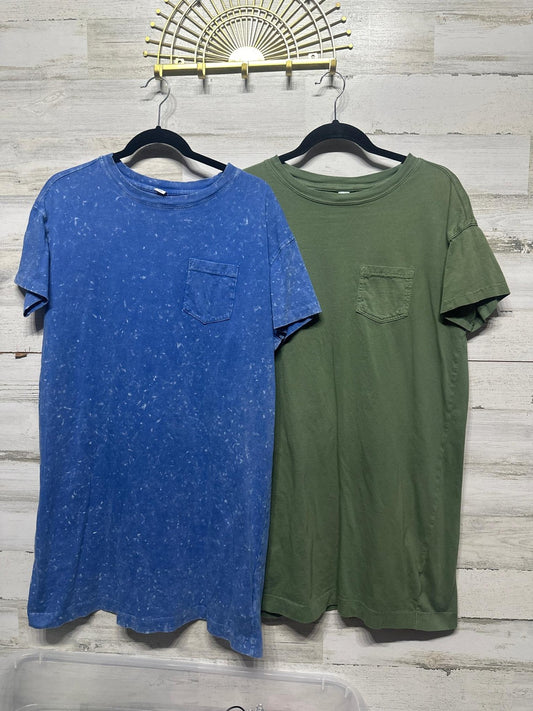 Old Navy Pocket T-Shirt Dress Bundle Women Small Blue Green Acid Wash0
