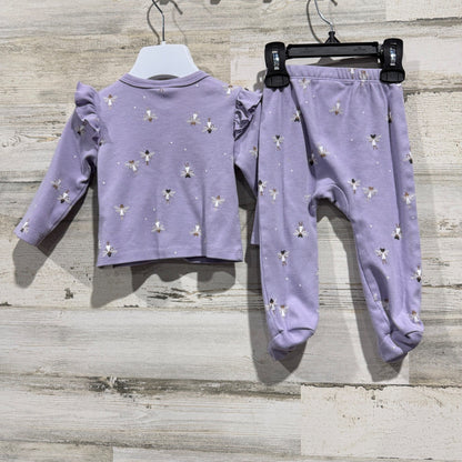 Petit Lem Mini Threads Cardigan Legging Set Girls 9M Purple Fairy Cotton EUC3