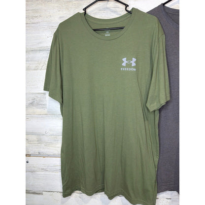 Under Armour T-Shirt Bundle Mens XXL Loose Green Gray Freedom EUC1