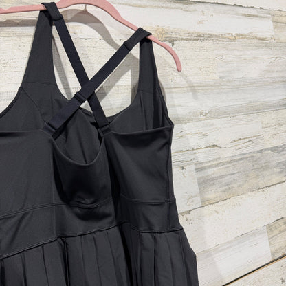 Athletic Pleated Tennis Dress Women L Black Activewear Sporty Preppy EUC3