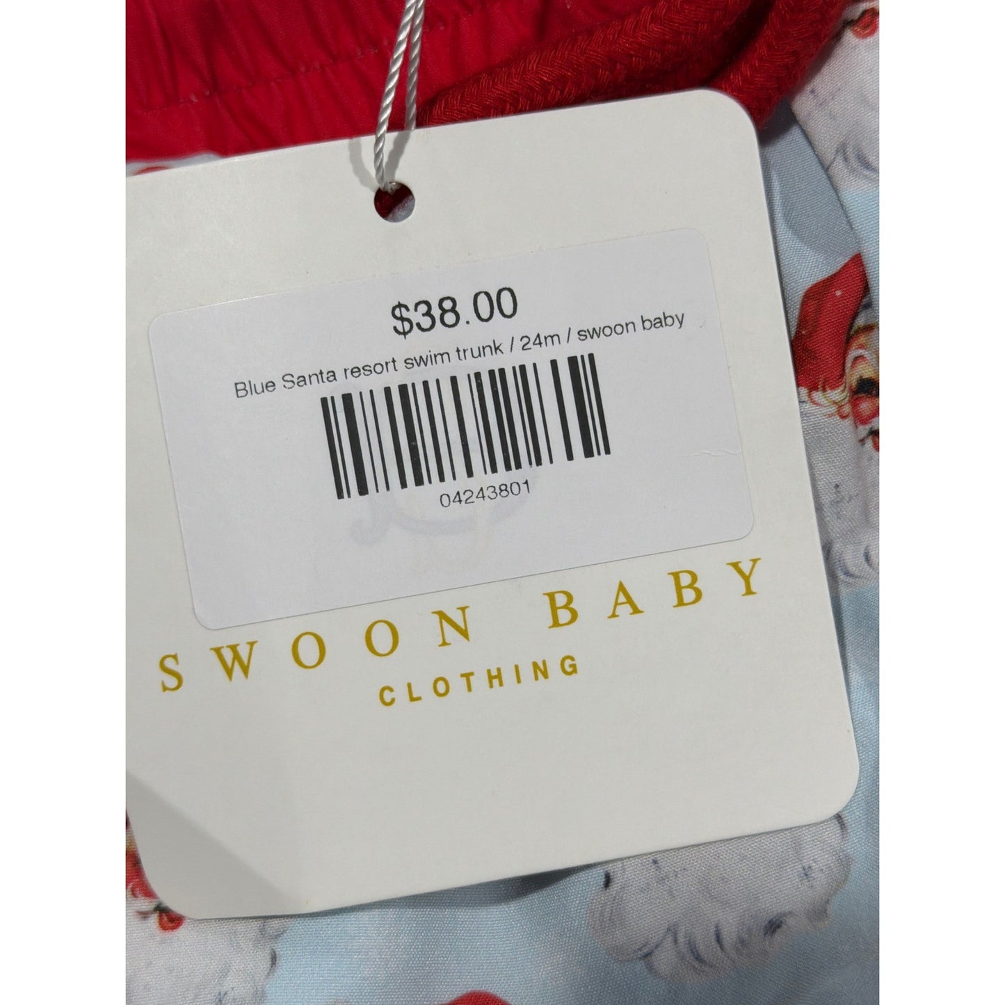 Swoon Baby Swim Trunks Boys 24M Blue Santa Claus Vintage Holiday NWT3