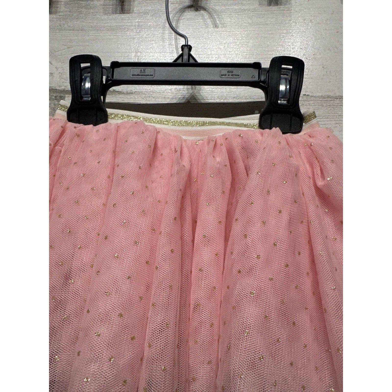 Mud Pie Tutu Skirt Girls 24M/2T Pink Gold Glitter Star Tulle EUC1