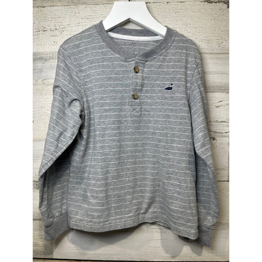 Properly Tied Henley Shirt Boys 5 Grey Striped Long Sleeve EUC0
