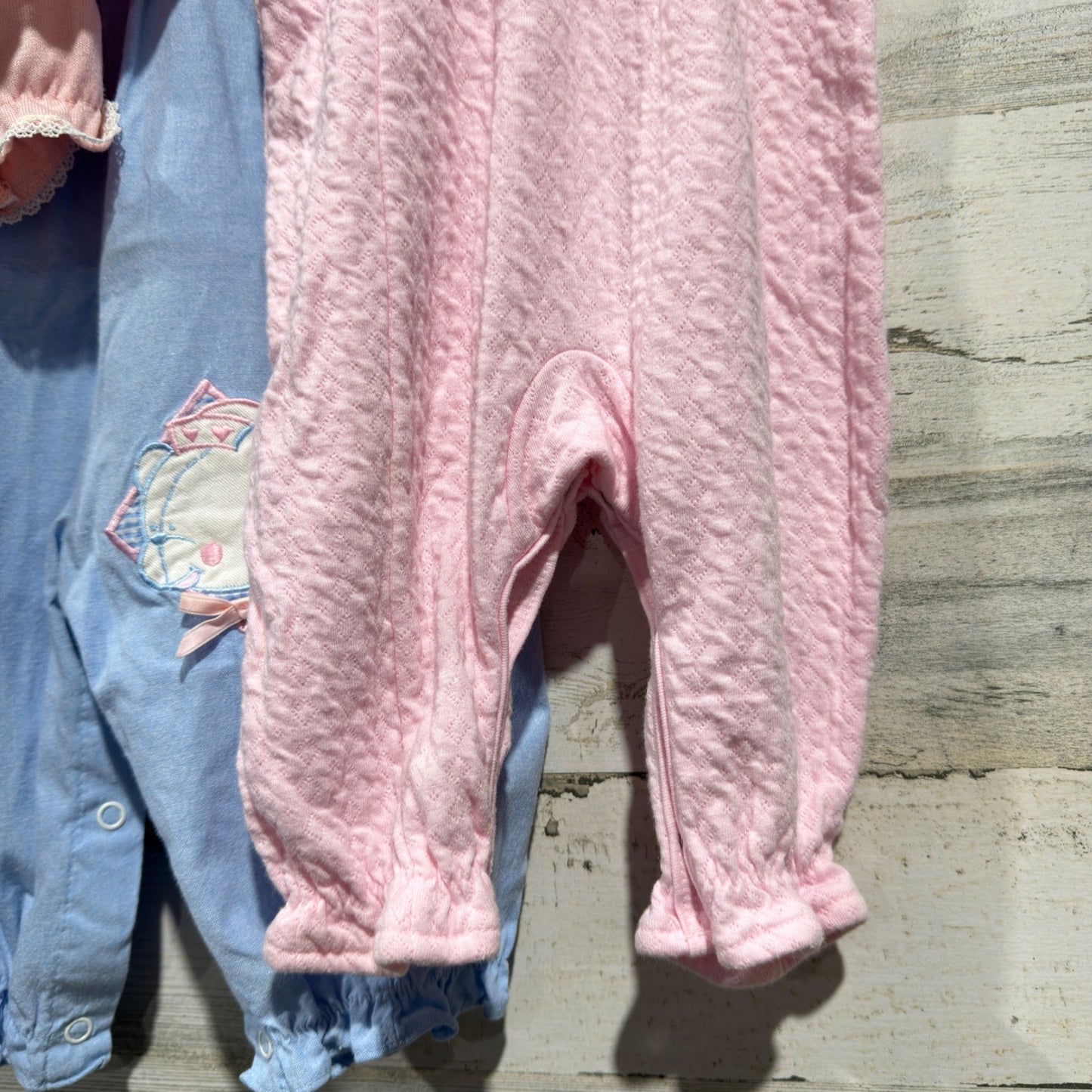 Vintage Romper Bundle Girls 6-9 Months Pink Blue Peach Lace Ruffle Retro GUC8