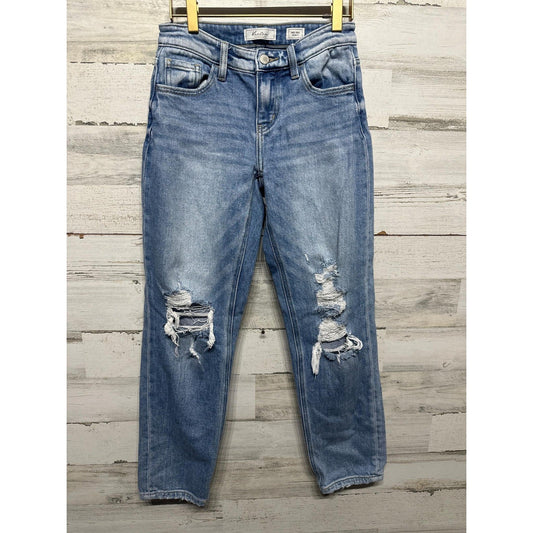 Kancan Relaxed Jeans Girls 23 Blue Distressed Mid Rise Signature VBK2029A EUC0