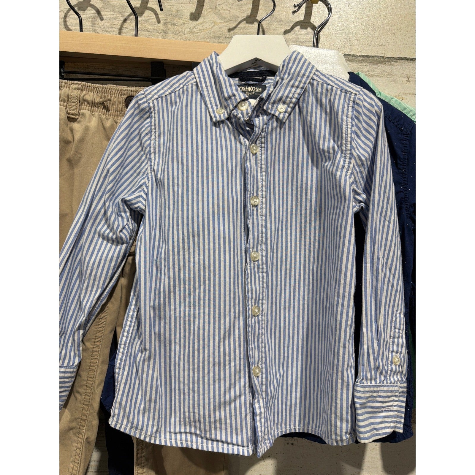 Carter's Oshkosh Dress Up Bundle Boys 4T Blue Khaki Button Down Chino Preppy EUC2