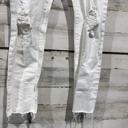 Levis 501 Skinny Jeans Women 27 White Cotton Distressed Raw Hem Flawed*2