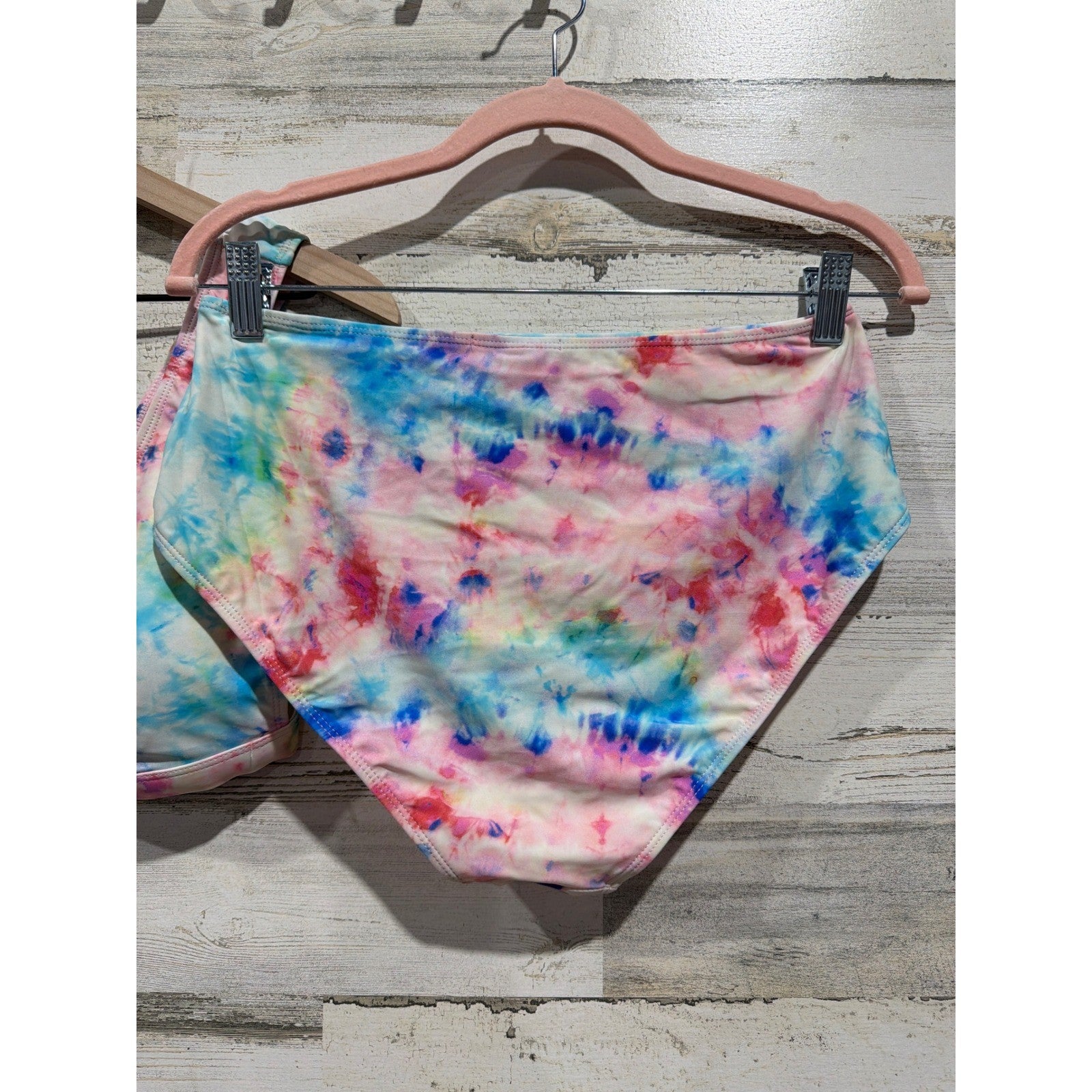 GB Bikini Set Women Large Pink Blue Tie Dye High Waisted Pastelcore EUC3