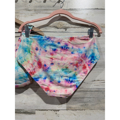 GB Bikini Set Women Large Pink Blue Tie Dye High Waisted Pastelcore EUC3