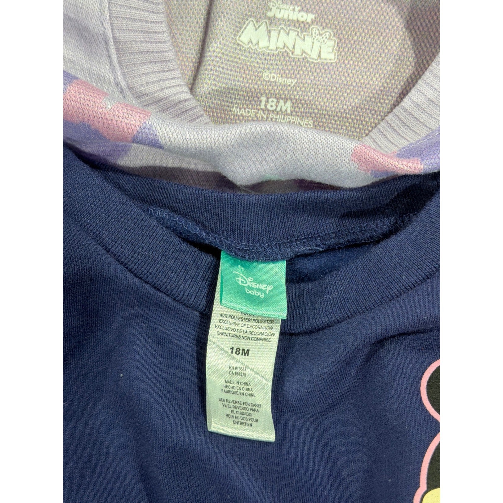 Disney Minnie Mouse Sweatshirt Bundle Girls 18M Purple Blue Ruffle Disneycore1