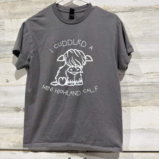 Gildan Milk & Honey Ranch Highland Calf T-Shirt Women S Gray Cotton Modern EUC0