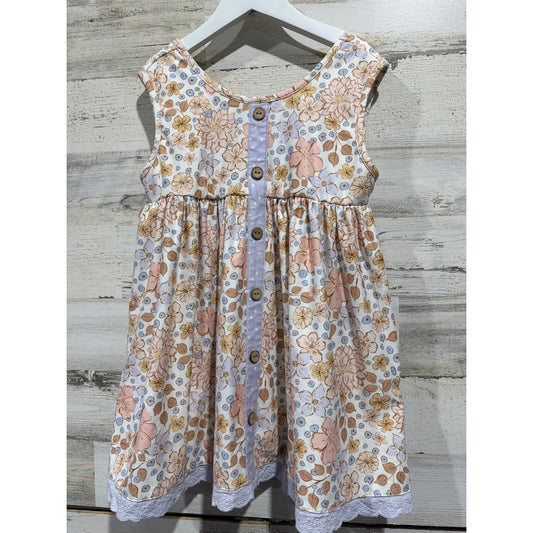Cheeky Plum Tunic Girls Size 10 Multicolor Floral Lace Trim Boho Cottagecore EUC0