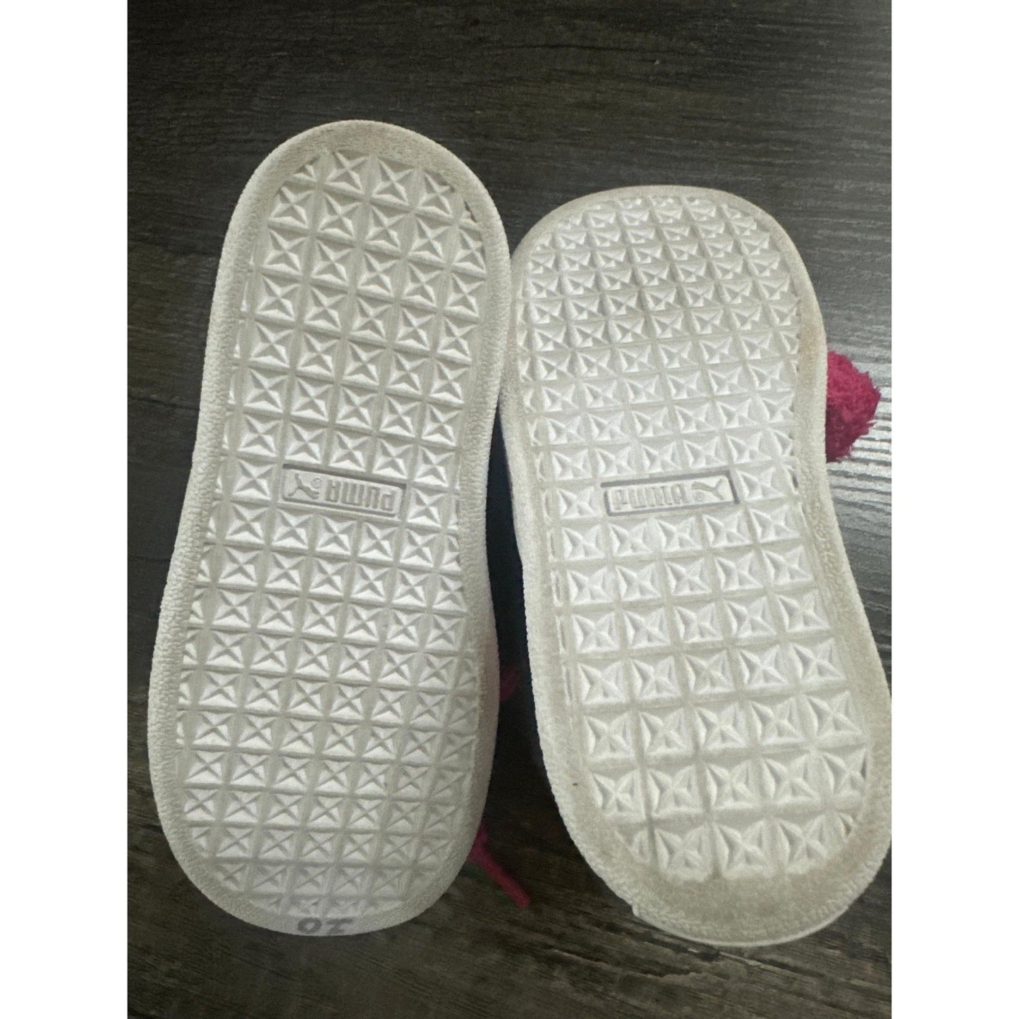 Puma Basket Sneakers Girls Size 8 Toddler White Pink Fluffy Unicorn Shoes8