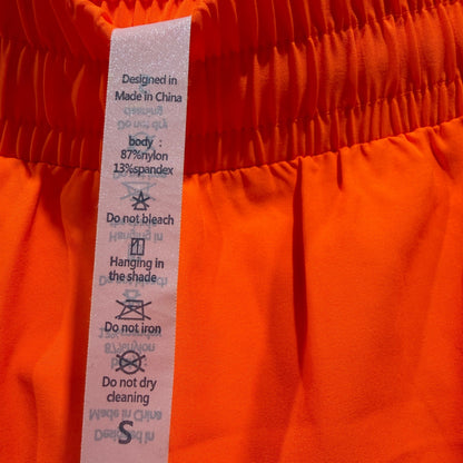 Neon Orange Athletic Shorts Women Small High Rise Lined Active *Flawed2