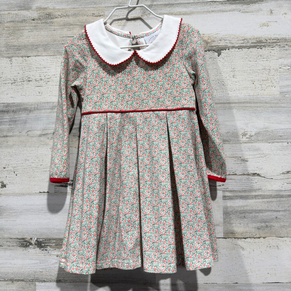 Swoon Baby Dress Girls 4T Red Green Floral Holiday EUC0