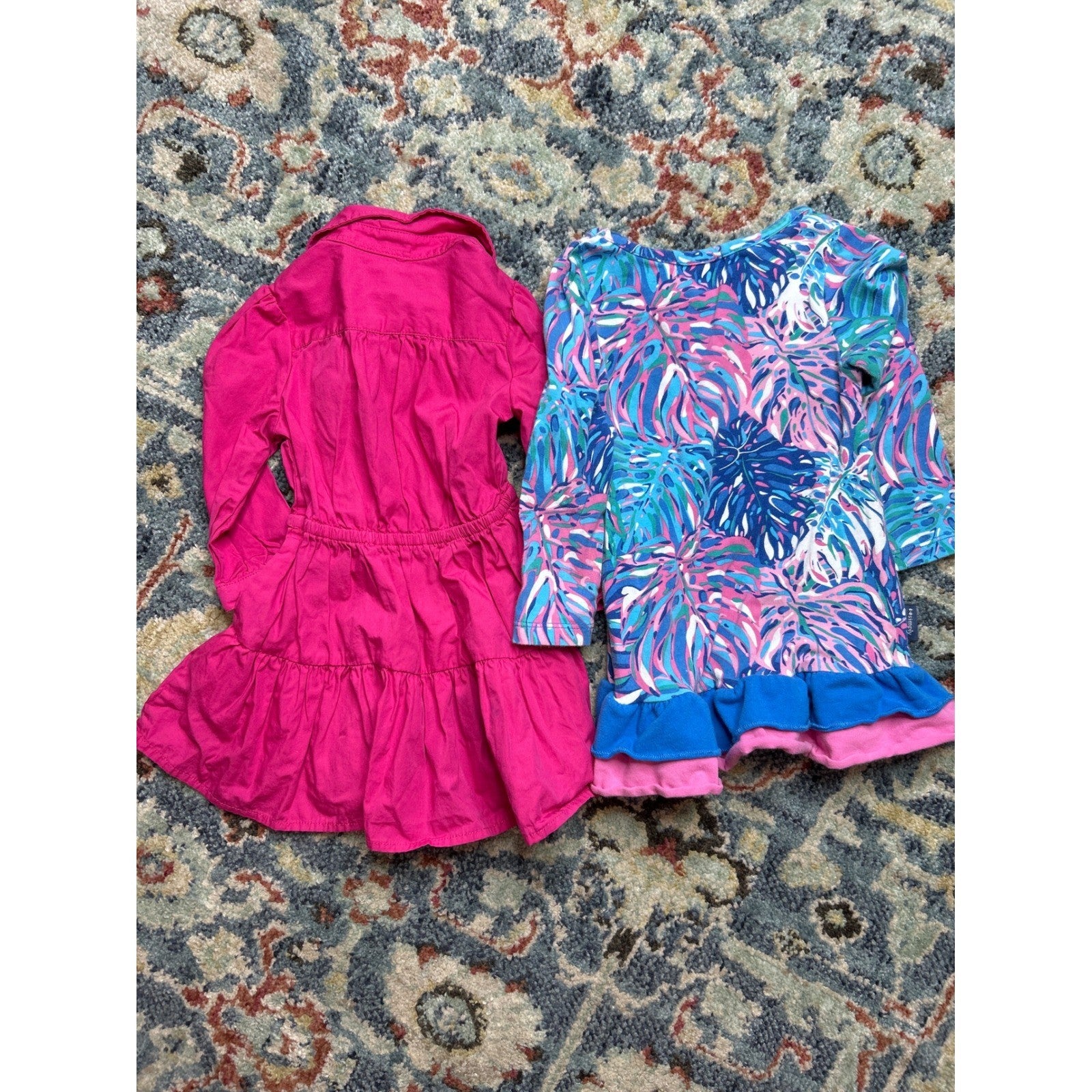 Ralph Lauren Simply Southern Dresses Girls 6M 6-12M Pink Blue Tropical EUC3