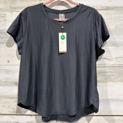 CALIA Renew Tee Women XL Pure Black Textured Wicking Activewear NWT0
