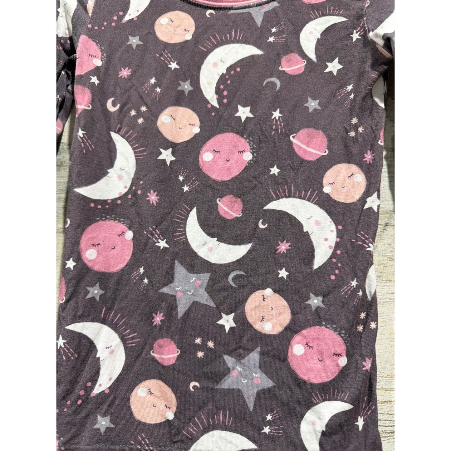 Little Sleepies Pajama Set Girls 2T Gray Pink Moon Stars Celestial3