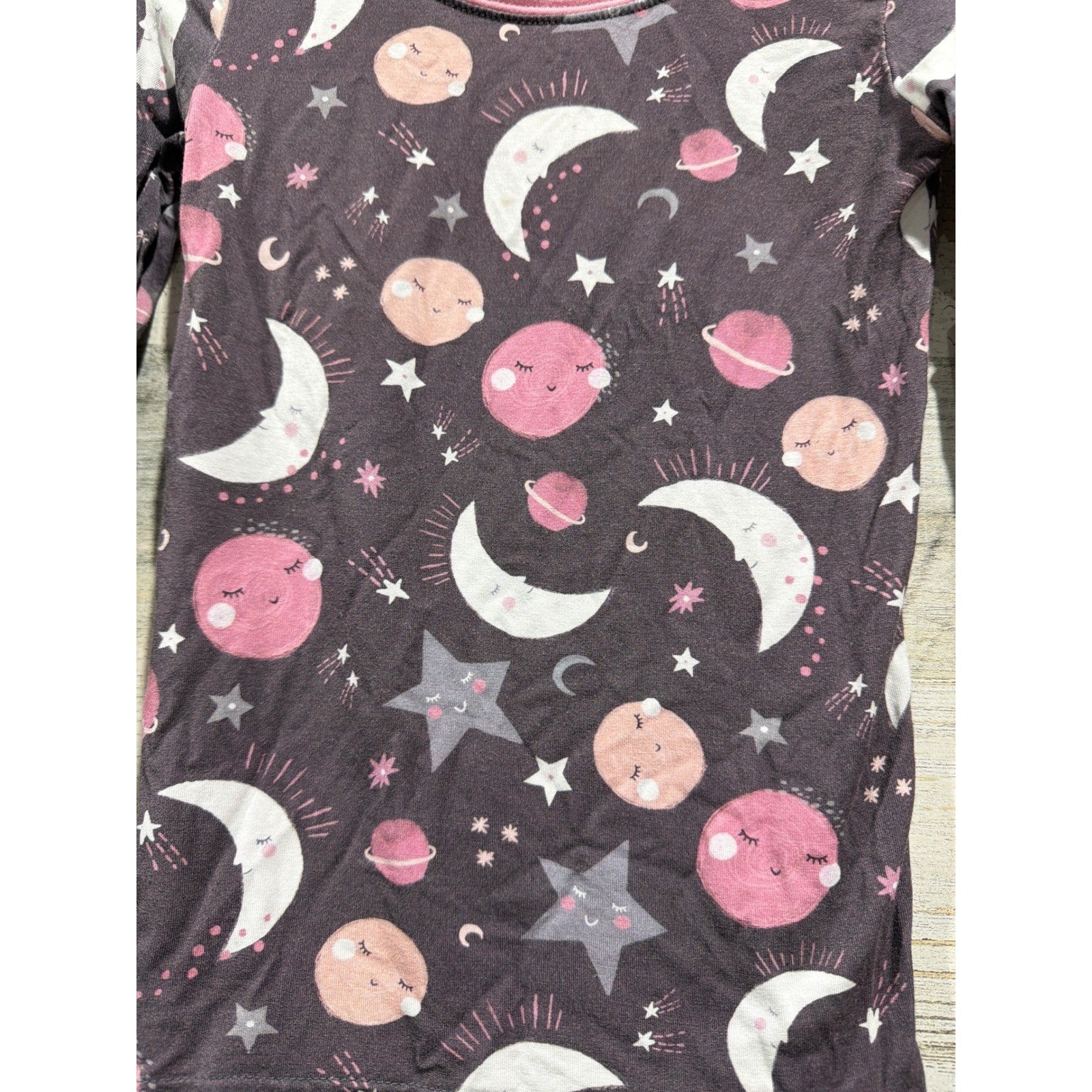 Little Sleepies Pajama Set Girls 2T Gray Pink Moon Stars Celestial3
