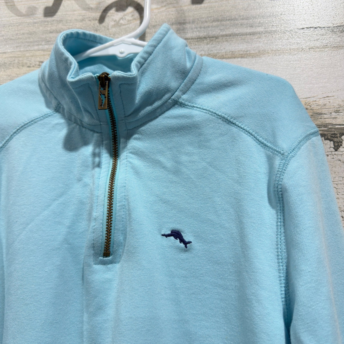 Tommy Bahama Pullover Boys M 7/8 Blue Half Zip Coastal Preppy *Flawed1