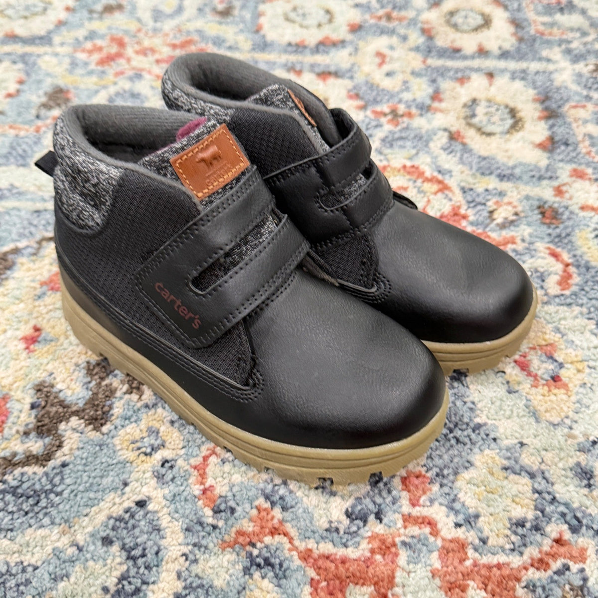 Carter's Kelso Boots Boys Size 12M Black High Top Hook Loop EUC2
