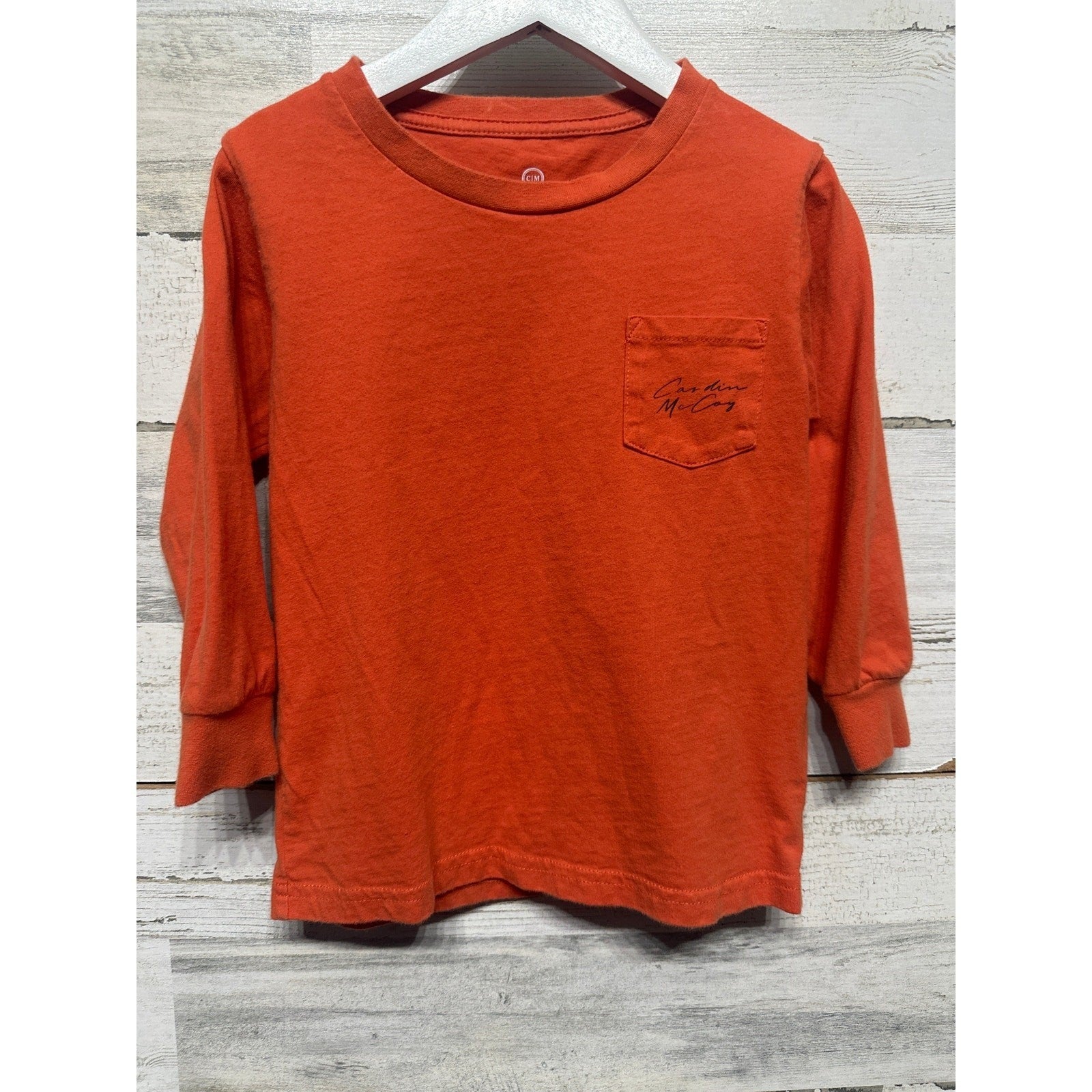 Casdin McCoy Graphic Tee Boys 4 Orange Mr Fix It Long Sleeve EUC1