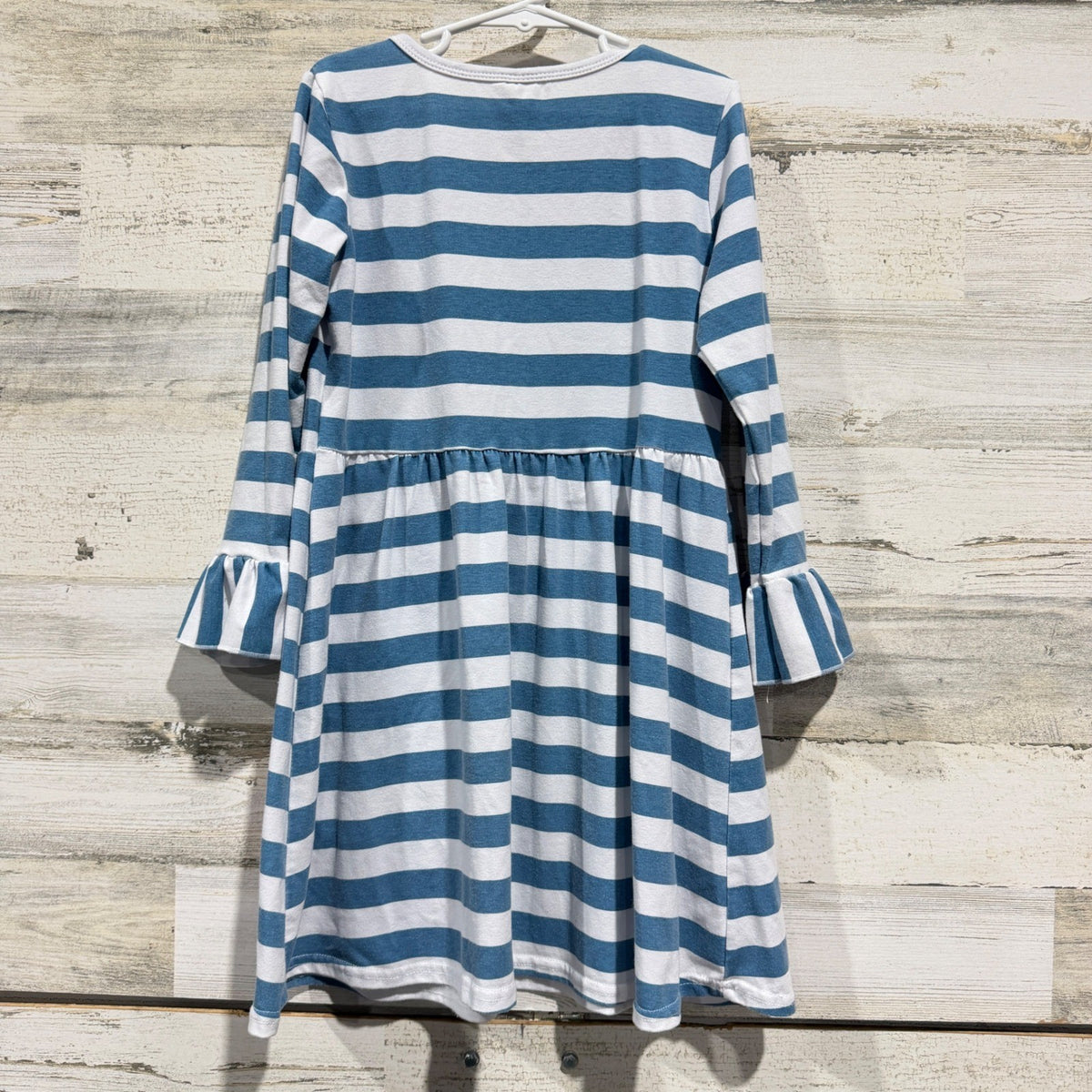 Boutique Dress Girls 7-8T Blue Stripe Pumpkin Applique Fall Boutique *Flawed*4