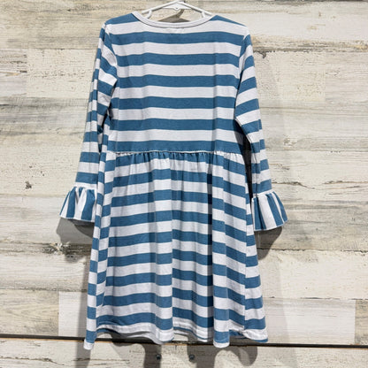Boutique Dress Girls 7-8T Blue Stripe Pumpkin Applique Fall Boutique *Flawed*4