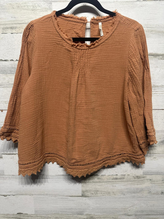 Rylee + Cru Blouse Womens Small Cotton Gauze Crochet Lace Boho Top EUC0