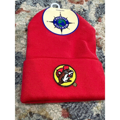 Buc-ee's Beanie Newborn Red Creative Knitwear Logo Patch NWT4